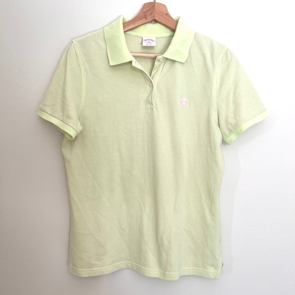 Brooks Brothers 346 Womens Light Lime Green Cotton Polo Shirt Preppy Medium